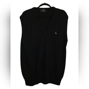 Vintage Christian Dior Men's Dark Blue V-Neck Sweater Vest